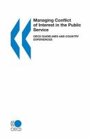Managing conflict of interest in the public service OECD guidelines and overview.