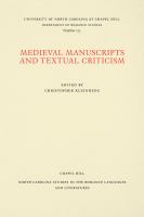 Medieval manuscripts and textual criticism /