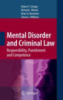 Mental disorder and criminal law responsibility, punishment, and competence /