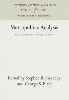 Metropolitan Analysis : Important Elements of Study and Action /