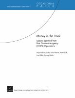 Money in the bank lessons learned from past counterinsurgency (COIN) operations /