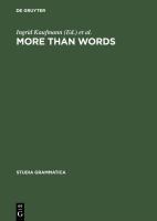 More than words a Festschrift for Dieter Wunderlich /