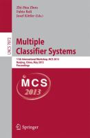 Multiple Classifier Systems 11th International Workshop, MCS 2013, Nanjing, China, May 15-17, 2013. Proceedings /