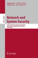 Network and System Security 10th International Conference, NSS 2016, Taipei, Taiwan, September 28-30, 2016, Proceedings /