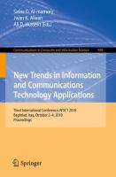New Trends in Information and Communications Technology Applications Third International Conference, NTICT 2018, Baghdad, Iraq, October 2–4, 2018, Proceedings /