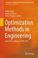 Optimization Methods in Engineering Select Proceedings of CPIE 2019 /