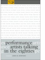 Performance artists talking in the eighties sex, food, money/fame, ritual/death /