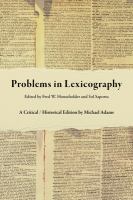 Problems in lexicography /