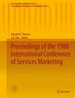 Proceedings of the 1988 International Conference of Services Marketing