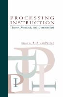Processing instruction theory, research, and commentary /