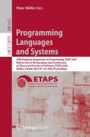 Programming Languages and Systems 29th European Symposium on Programming, ESOP 2020, Held as Part of the European Joint Conferences on Theory and Practice of Software, ETAPS 2020, Dublin, Ireland, April 25–30, 2020, Proceedings /