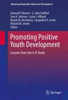 Promoting Positive Youth Development Lessons from the 4-H Study /