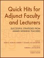 Quick hits for adjunct faculty and lecturers : successful strategies by award-winning teachers /