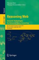 Reasoning Web - Semantic Technologies for Advanced Query Answering 8th International Summer School 2012, Vienna, Austria, September 3-8, 2012. Proceedings /