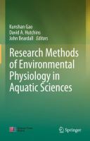 Research Methods of Environmental Physiology in Aquatic Sciences