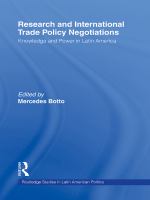 Research and international trade policy negotiations knowledge and power in Latin America /