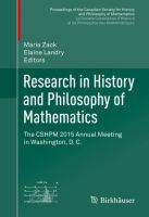 Research in History and Philosophy of Mathematics The CSHPM 2015 Annual Meeting in Washington, D. C. /