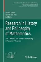 Research in History and Philosophy of Mathematics The CSHPM 2017 Annual Meeting in Toronto, Ontario /