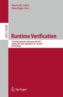Runtime Verification 17th International Conference, RV 2017, Seattle, WA, USA, September 13-16, 2017, Proceedings /