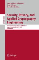 Security, Privacy, and Applied Cryptography Engineering 5th International Conference, SPACE 2015, Jaipur, India, October 3-7, 2015, Proceedings /