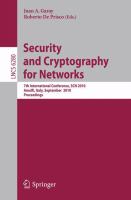 Security and cryptography for networks 7th international conference, SCN 2010, Amalfi, Italy, September 13-15, 2010 : proceedings /