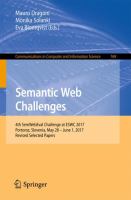 Semantic Web Challenges 4th SemWebEval Challenge at ESWC 2017, Portoroz, Slovenia, May 28 - June 1, 2017, Revised Selected Papers /