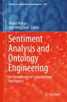 Sentiment Analysis and Ontology Engineering An Environment of Computational Intelligence /