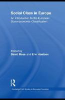 Social class in Europe an introduction to the European Socio-economic Classification /