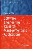 Software Engineering Research, Management and Applications