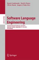 Software Language Engineering 7th International Conference, SLE 2014, Västerås, Sweden, September 15-16, 2014. Proceedings /