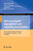 Software Process Improvement and Capability Determination 18th International Conference, SPICE 2018, Thessaloniki, Greece, October 9–10, 2018, Proceedings /