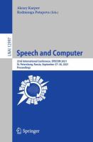 Speech and Computer 23rd International Conference, SPECOM 2021, St. Petersburg, Russia, September 27–30, 2021, Proceedings /