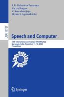 Speech and Computer 24th International Conference, SPECOM 2022, Gurugram, India, November 14–16, 2022, Proceedings /