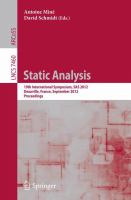 Static Analysis 19th International Symposium, SAS 2012, Deauville, France, September 11-13, 2012. Proceedings /