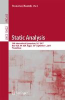 Static Analysis 24th International Symposium, SAS 2017, New York, NY, USA, August 30 – September 1, 2017, Proceedings /