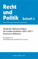 Strafrecht: Reformvorhaben der Großen Koalition (2013--2017) kontrovers diskutiert /