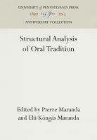 Structural Analysis of Oral Tradition /