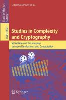 Studies in complexity and cryptography miscellanea on the interplay between randomness and computation /