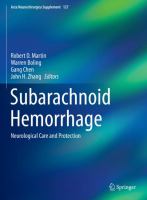 Subarachnoid Hemorrhage Neurological Care and Protection /