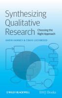 Synthesizing qualitative research choosing the right approach /