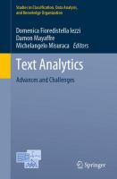 Text Analytics Advances and Challenges /