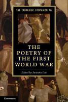 The Cambridge companion to the poetry of the First World War