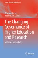 The Changing Governance of Higher Education and Research Multilevel Perspectives /