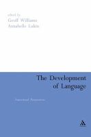 The development of language functional perspectives on species and individuals /