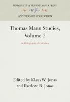 Thomas Mann Studies.