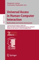 Universal Access in Human-Computer Interaction. Multimodality and Assistive Environments 13th International Conference, UAHCI 2019, Held as Part of the 21st HCI International Conference, HCII 2019, Orlando, FL, USA, July 26–31, 2019, Proceedings, Part II /