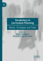 Vocabulary in Curriculum Planning Needs, Strategies and Tools /