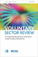 Voluntary sector review an international journal of third sector research, policy and practice.