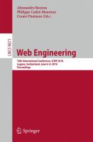 Web Engineering 16th International Conference, ICWE 2016, Lugano, Switzerland, June 6-9, 2016. Proceedings /