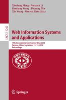 Web Information Systems and Applications 15th International Conference, WISA 2018, Taiyuan, China, September 14–15, 2018, Proceedings /